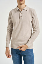 Polo uomo in maglia a coste beige 3254H BEIGE HAMAKI-HO MILANO 