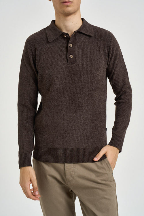 Polo uomo in maglia a coste moro - 1