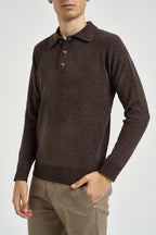 Polo uomo in maglia a coste moro 3254H MORO HAMAKI-HO MILANO 