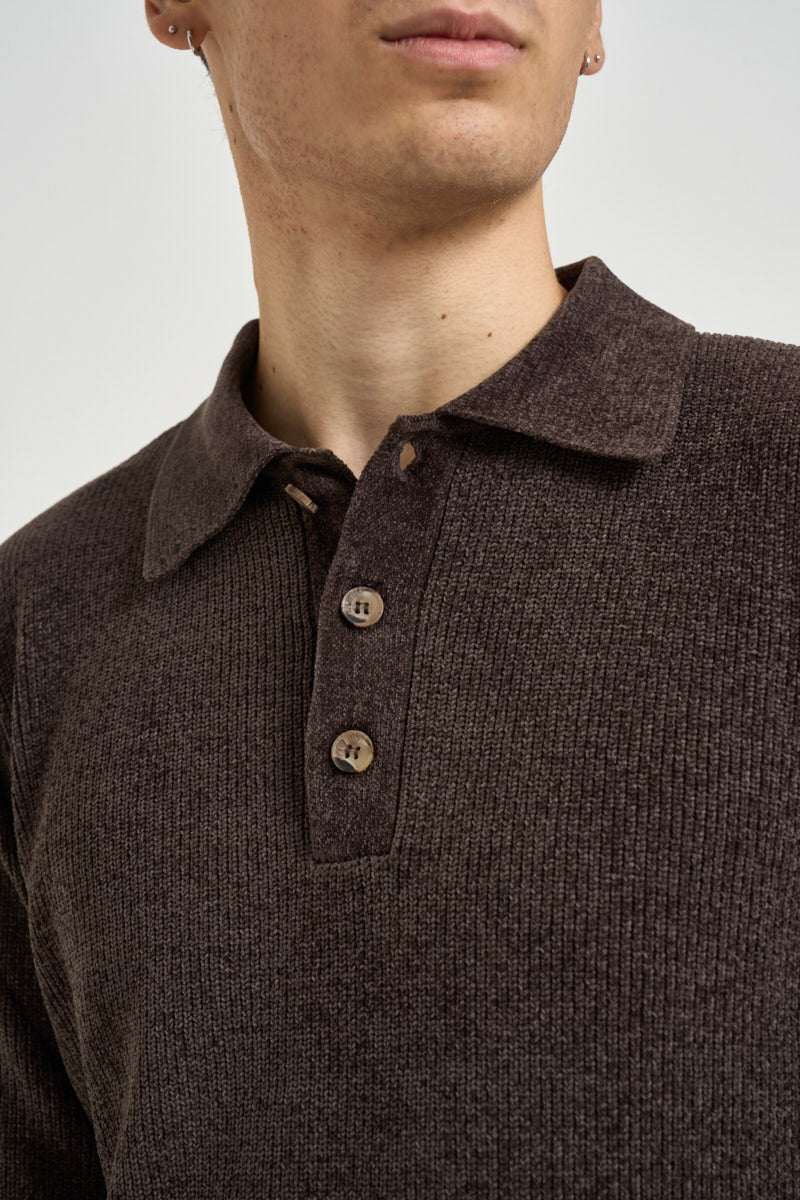Polo uomo in maglia a coste moro 3254H MORO HAMAKI-HO MILANO 