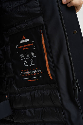 Parka uomo impermeabile nero - 7