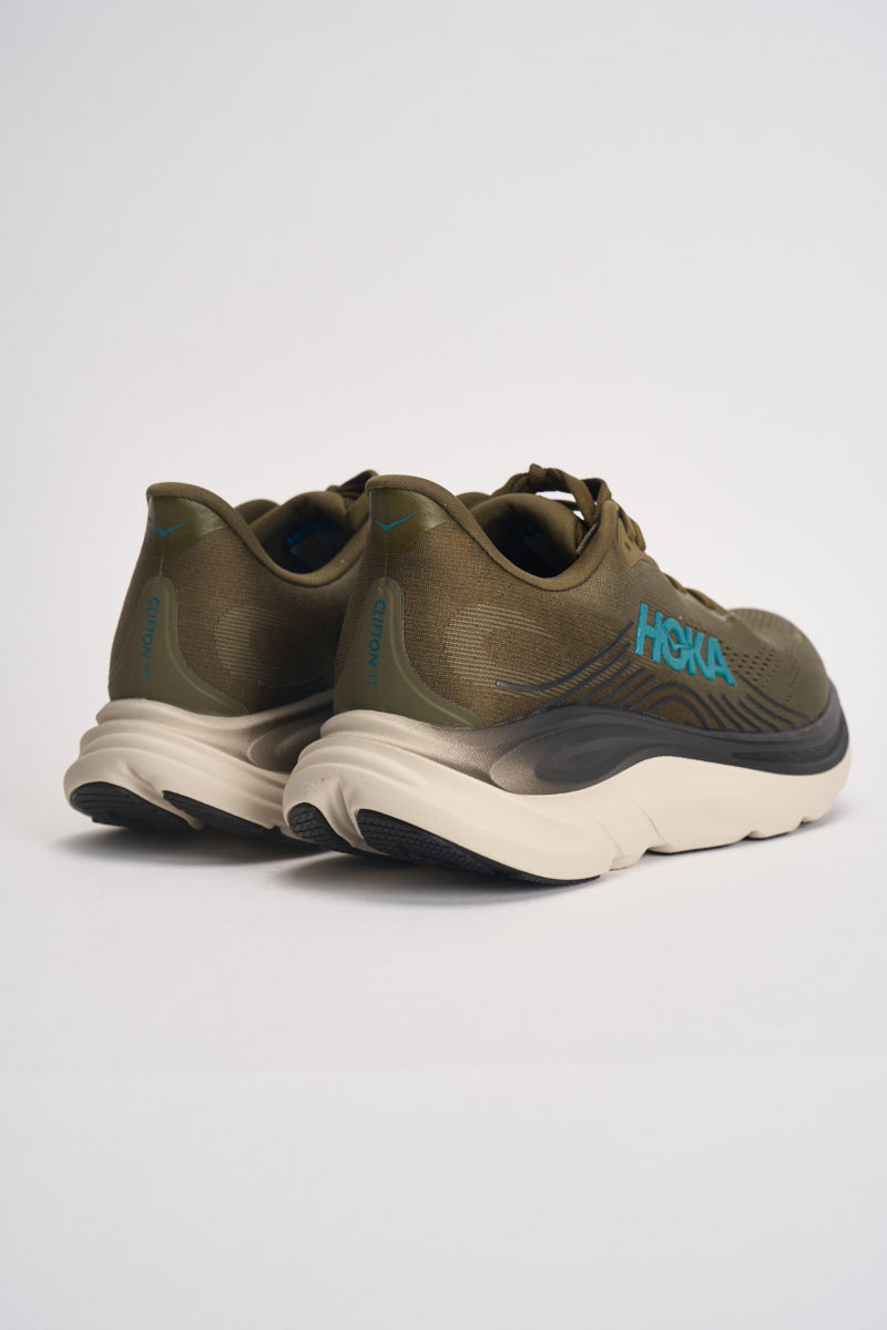 Sneakers uomo Clifton 11 verde militare 1176572 AVRV HOKA 