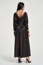 Abito lungo donna marrone scuro AGGIMBA DARK COFFEE IMPERIAL 