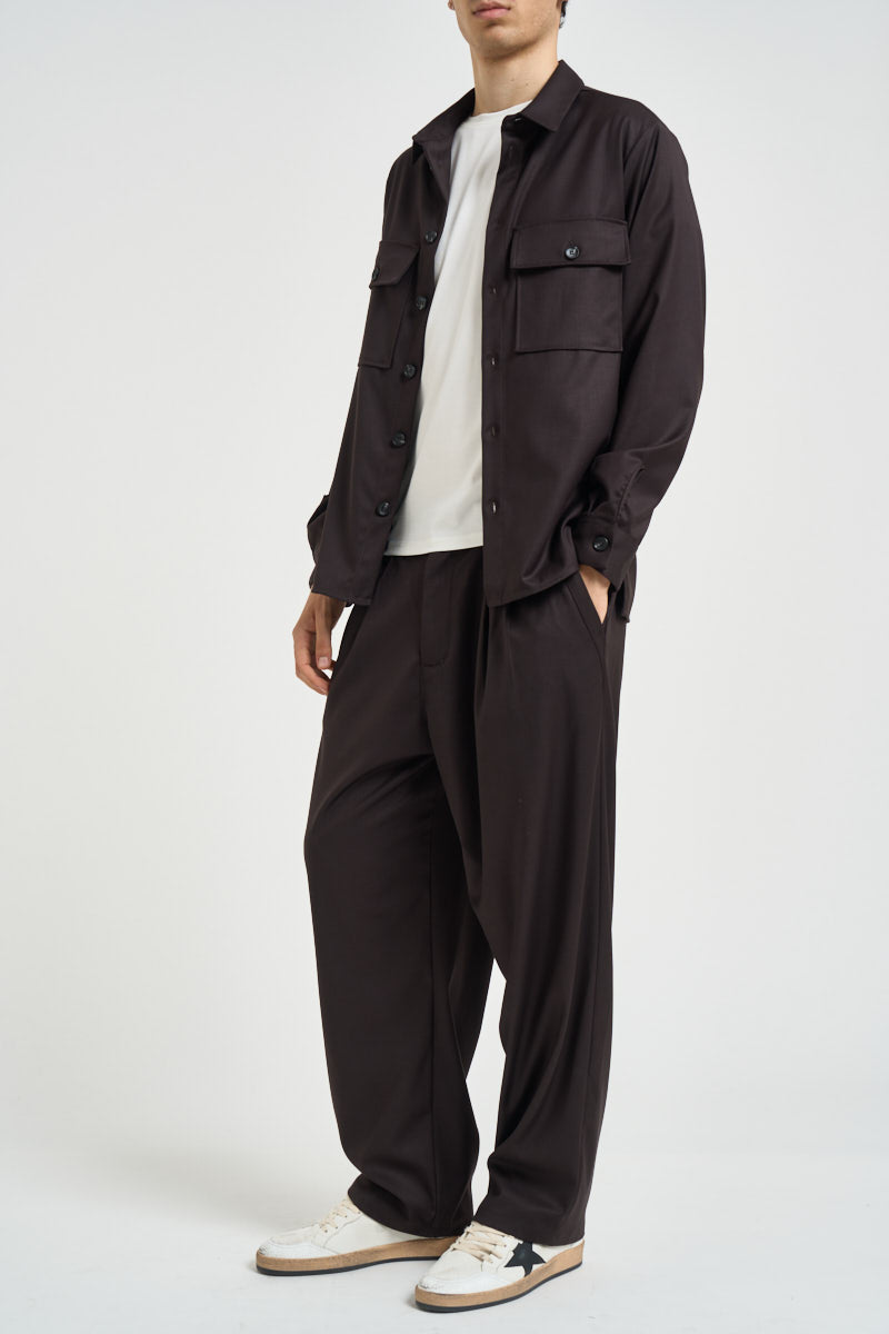 Camicia uomo con tasche a patta moro C1I9MBV MORO IMPERIAL 