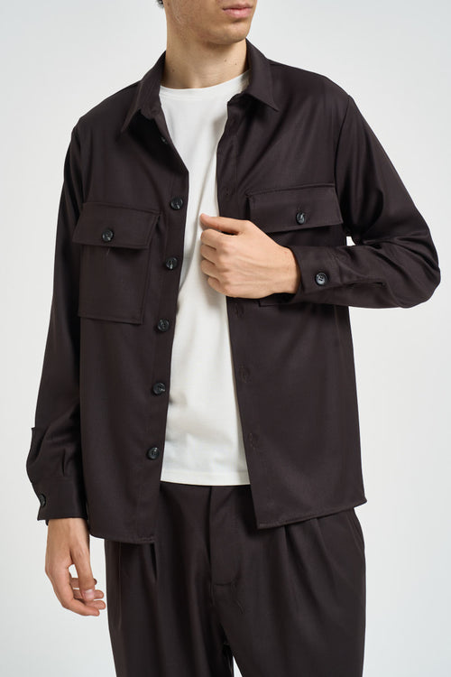 Camicia uomo con tasche a patta moro - 2