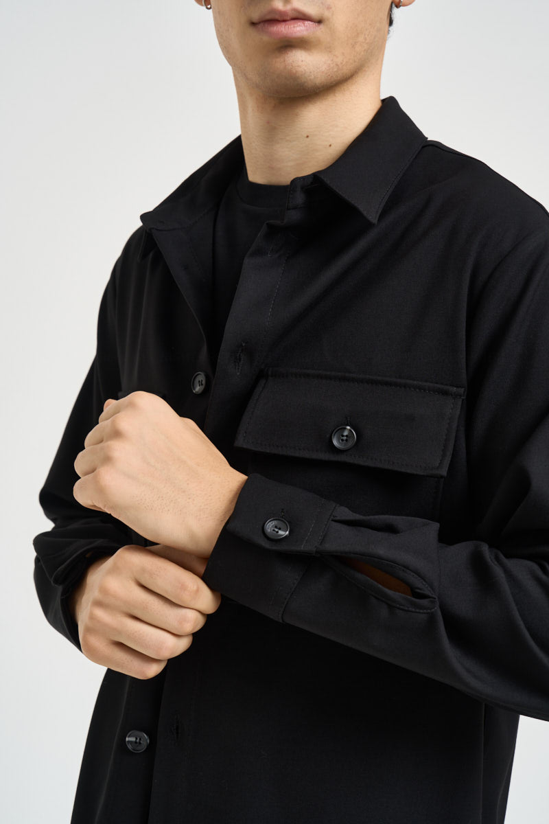 Camicia uomo con tasche a patta nera C1I9MBV NERO IMPERIAL 