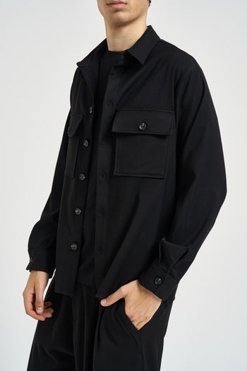 Camicia uomo con tasche a patta nera - 3