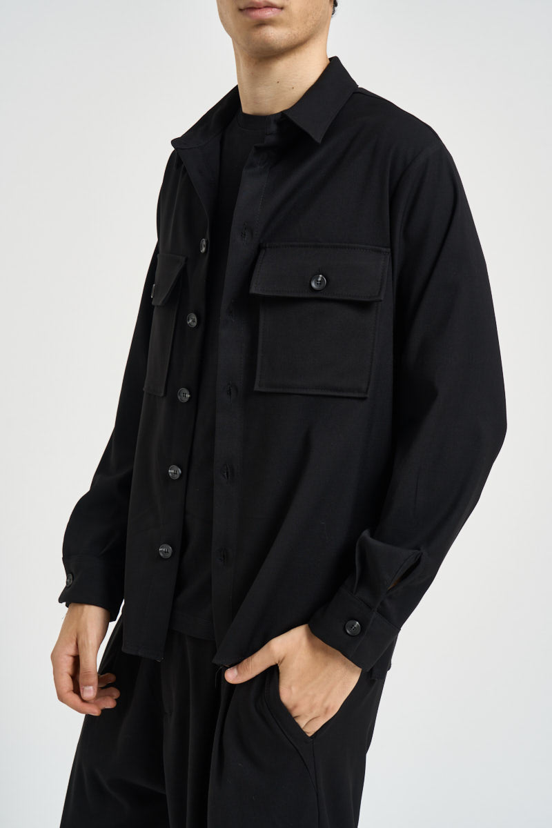 Camicia uomo con tasche a patta nera C1I9MBV NERO IMPERIAL 