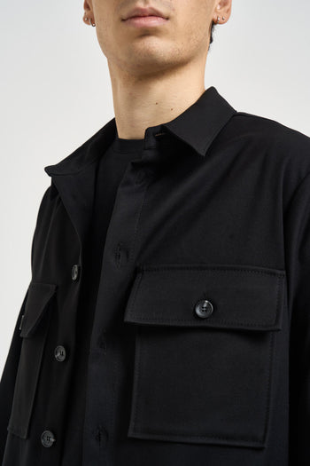 Camicia uomo con tasche a patta nera - 4