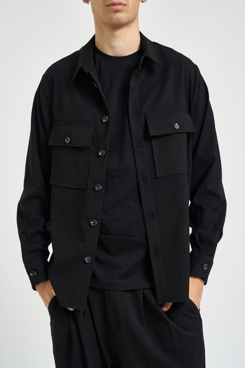 Camicia uomo con tasche a patta nera C1I9MBV NERO IMPERIAL 
