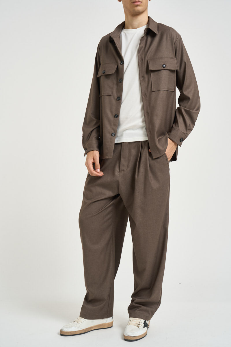 Camicia uomo con tasche a patta taupe C1I9MBV TAUPE IMPERIAL 