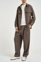 Camicia uomo con tasche a patta taupe C1I9MBV TAUPE IMPERIAL 