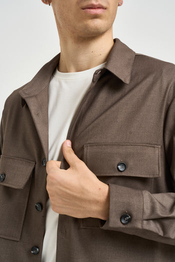 Camicia uomo con tasche a patta taupe - 3
