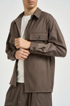 Camicia uomo con tasche a patta taupe C1I9MBV TAUPE IMPERIAL 