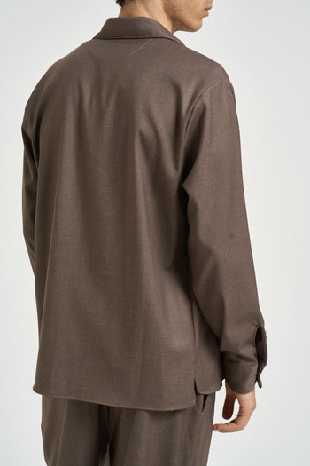 Camicia uomo con tasche a patta taupe - 5