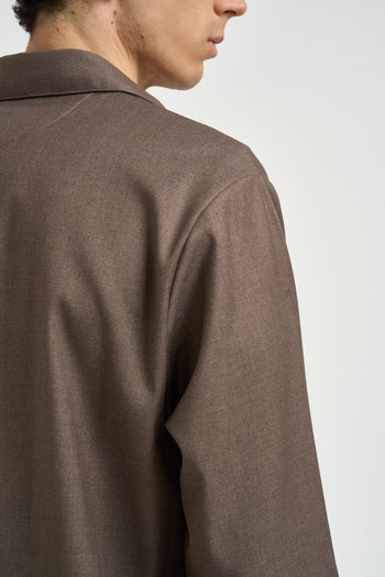 Camicia uomo con tasche a patta taupe - 6