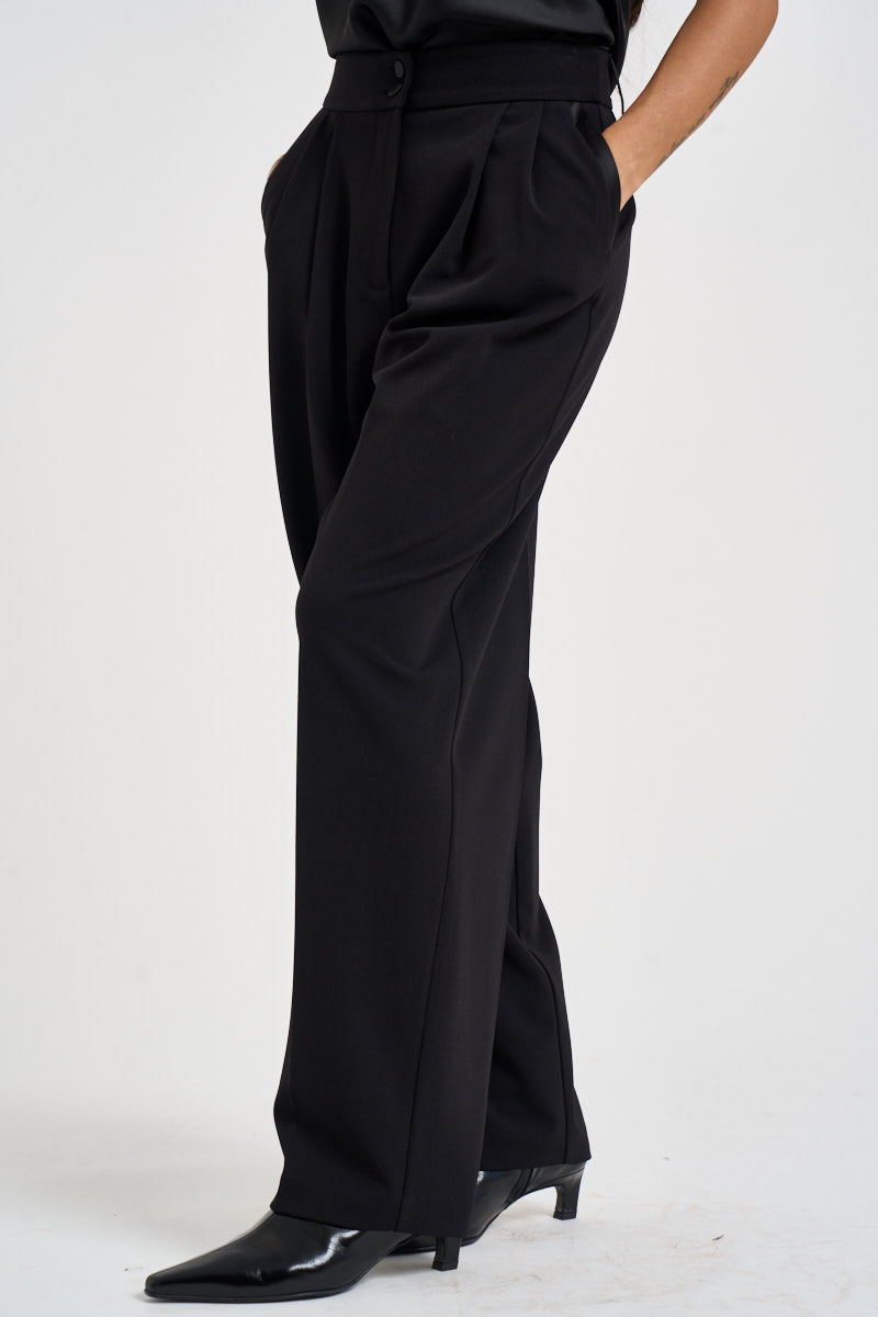 Pantaloni donna vita alta neri P7J9MAW NERO IMPERIAL 