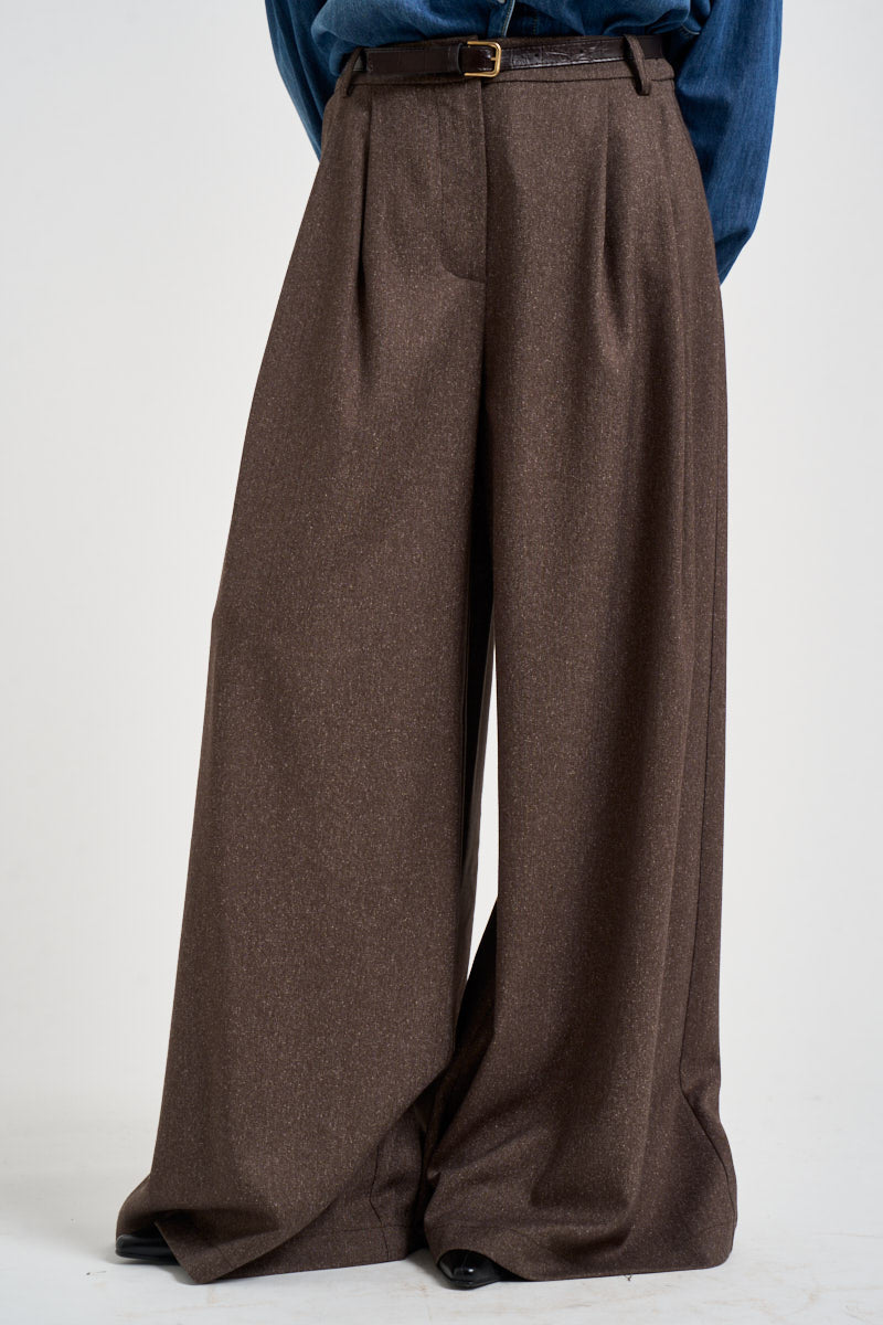 Pantaloni donna a palazzo marroni P9I8MFH MORO IMPERIAL 
