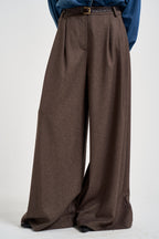 Pantaloni donna a palazzo marroni P9I8MFH MORO IMPERIAL 
