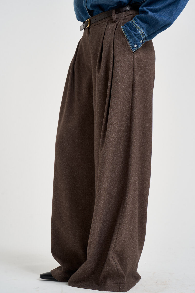 Pantaloni donna a palazzo marroni P9I8MFH MORO IMPERIAL 