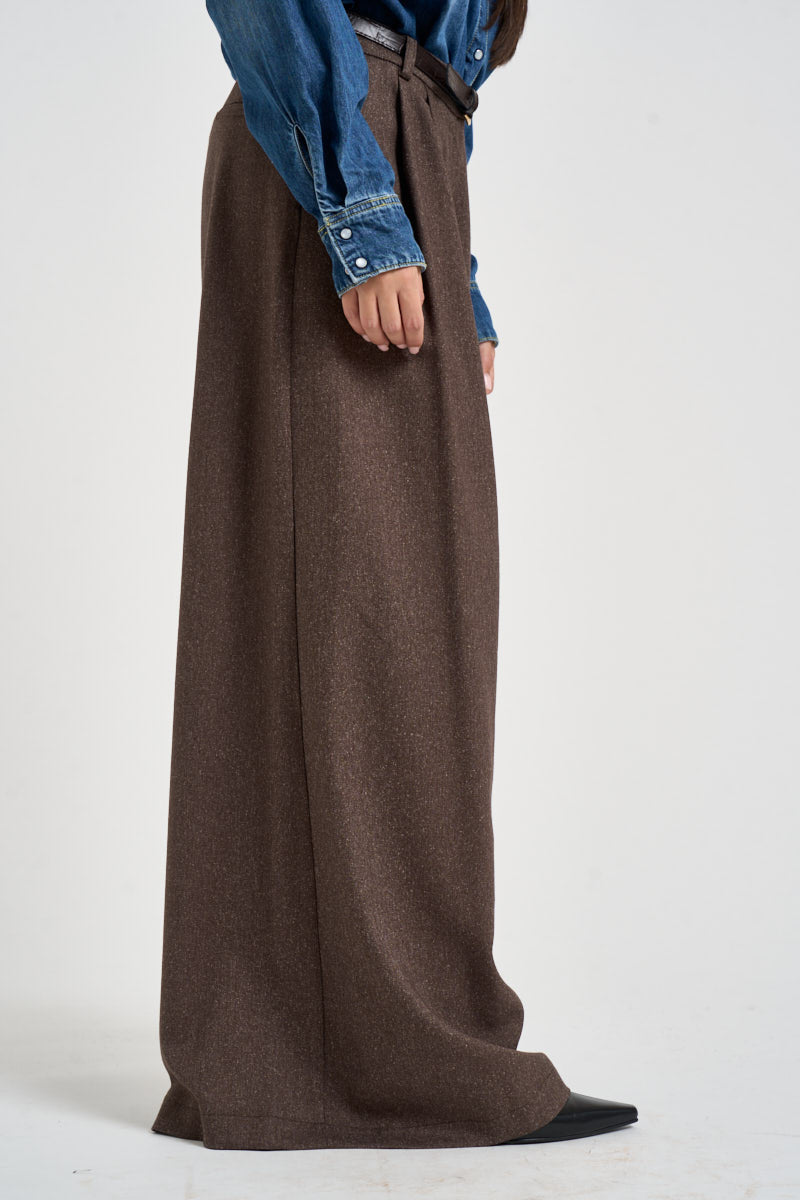 Pantaloni donna a palazzo marroni P9I8MFH MORO IMPERIAL 