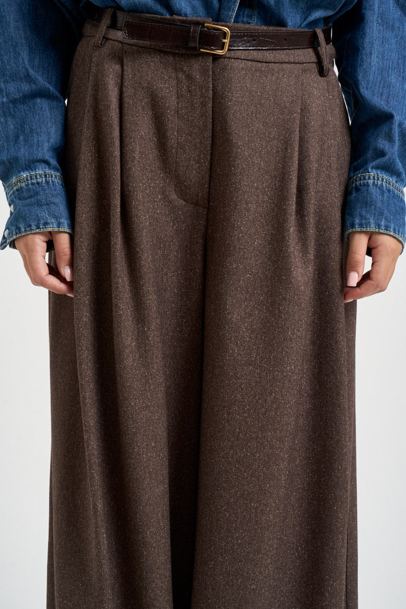 Pantaloni donna a palazzo marroni P9I8MFH MORO IMPERIAL 