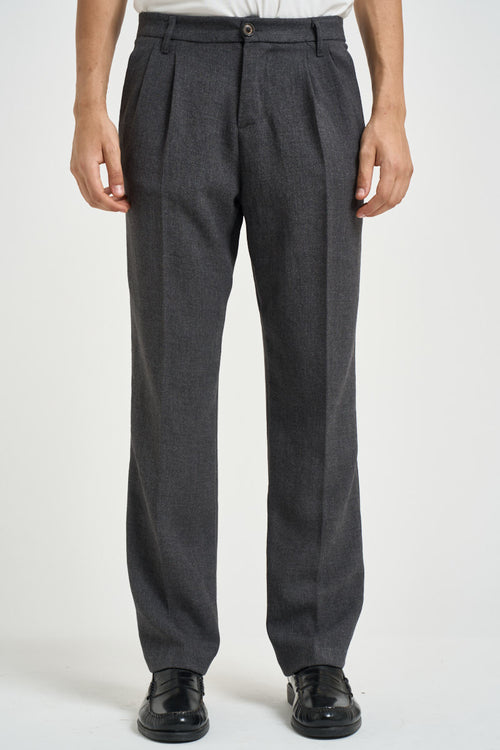 Pantalone uomo con pinces grigio antracite - 1