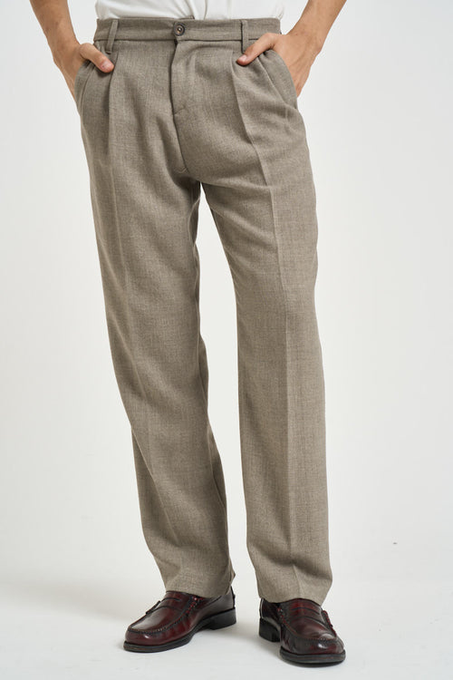 Pantalone uomo con pinces tortora - 1