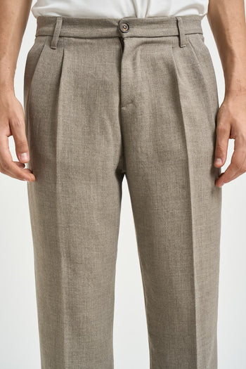 Pantalone uomo con pinces tortora - 5