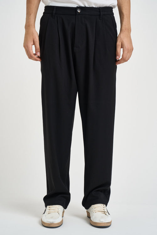 Pantalone uomo con pinces nero - 1