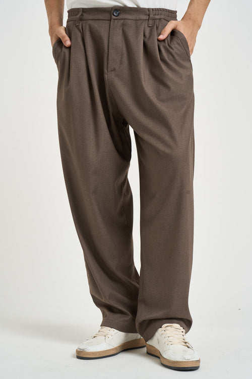 Pantalone uomo con pinces taupe - 1
