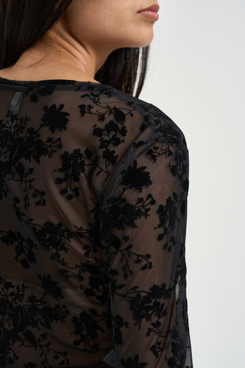 Maglia donna nera in tulle semitrasparente - 6