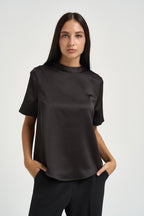 Blusa donna manica corta marrone TAM1MBA DARK COFFEE IMPERIAL 