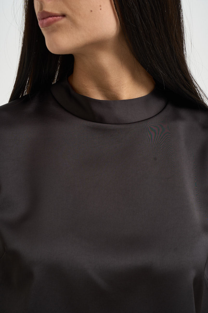 Blusa donna manica corta marrone TAM1MBA DARK COFFEE IMPERIAL 