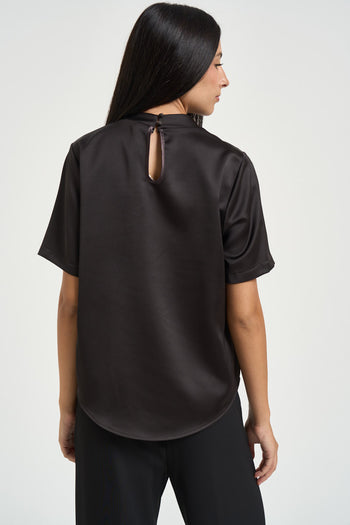 Blusa donna manica corta marrone - 3