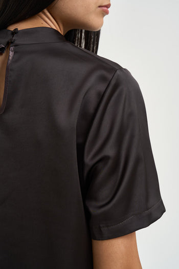 Blusa donna manica corta marrone - 4