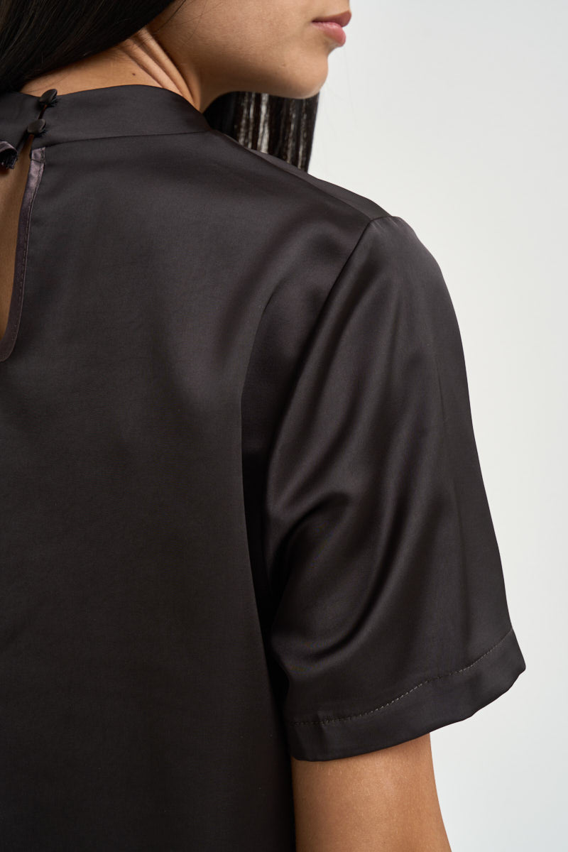 Blusa donna manica corta marrone TAM1MBA DARK COFFEE IMPERIAL 