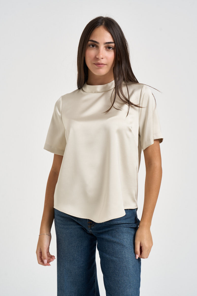 Blusa donna manica corta panna TAM1MBA MARMO IMPERIAL 