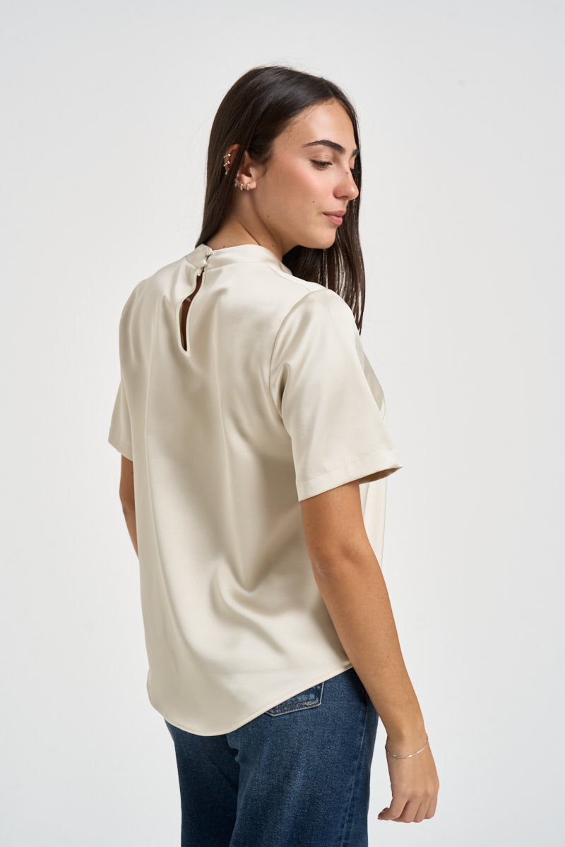 Blusa donna manica corta panna TAM1MBA MARMO IMPERIAL 