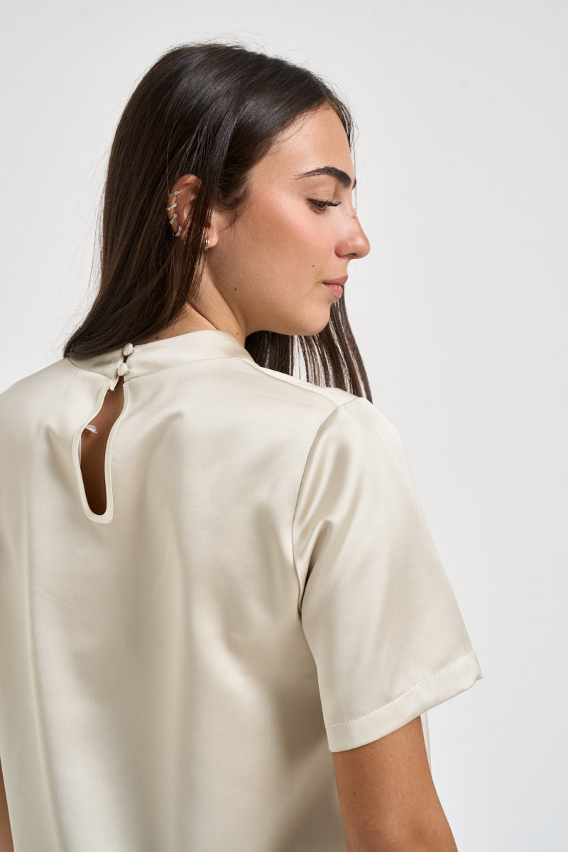 Blusa donna manica corta panna TAM1MBA MARMO IMPERIAL 