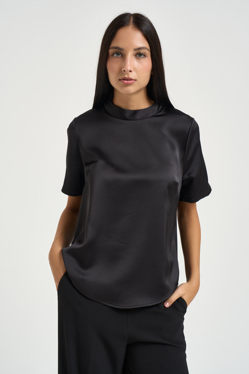 Blusa donna manica corta nera TAM1MBA NERO IMPERIAL 