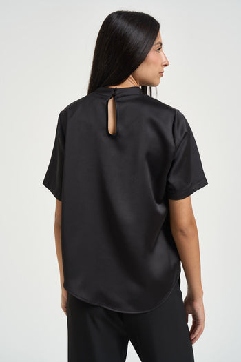 Blusa donna manica corta nera - 3