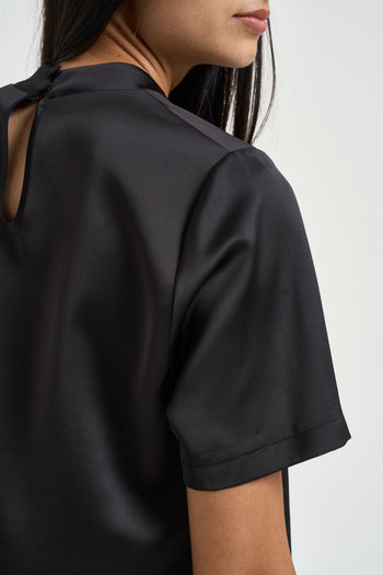 Blusa donna manica corta nera - 4