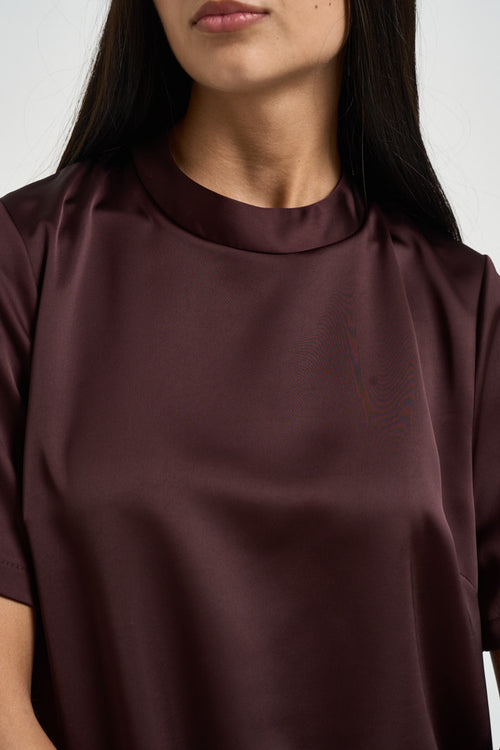 Blusa donna manica corta bordeaux - 2