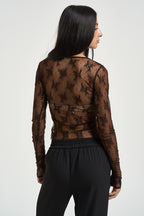 Maglia donna in tulle marrone TW91MMX CIOCCOLATO IMPERIAL 