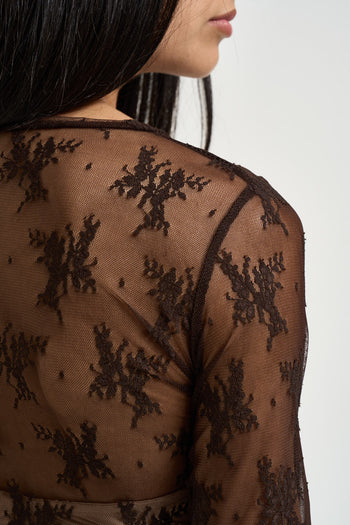 Maglia donna in tulle marrone - 4