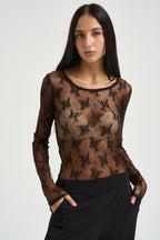 Maglia donna in tulle marrone TW91MMX CIOCCOLATO IMPERIAL 