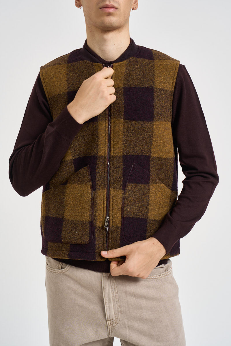 Gilet uomo a quadri ocra e marrone TERRY102 202 IMPURE 