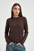 Maglia donna girocollo marrone DGF6900 MORO INCLOTH 