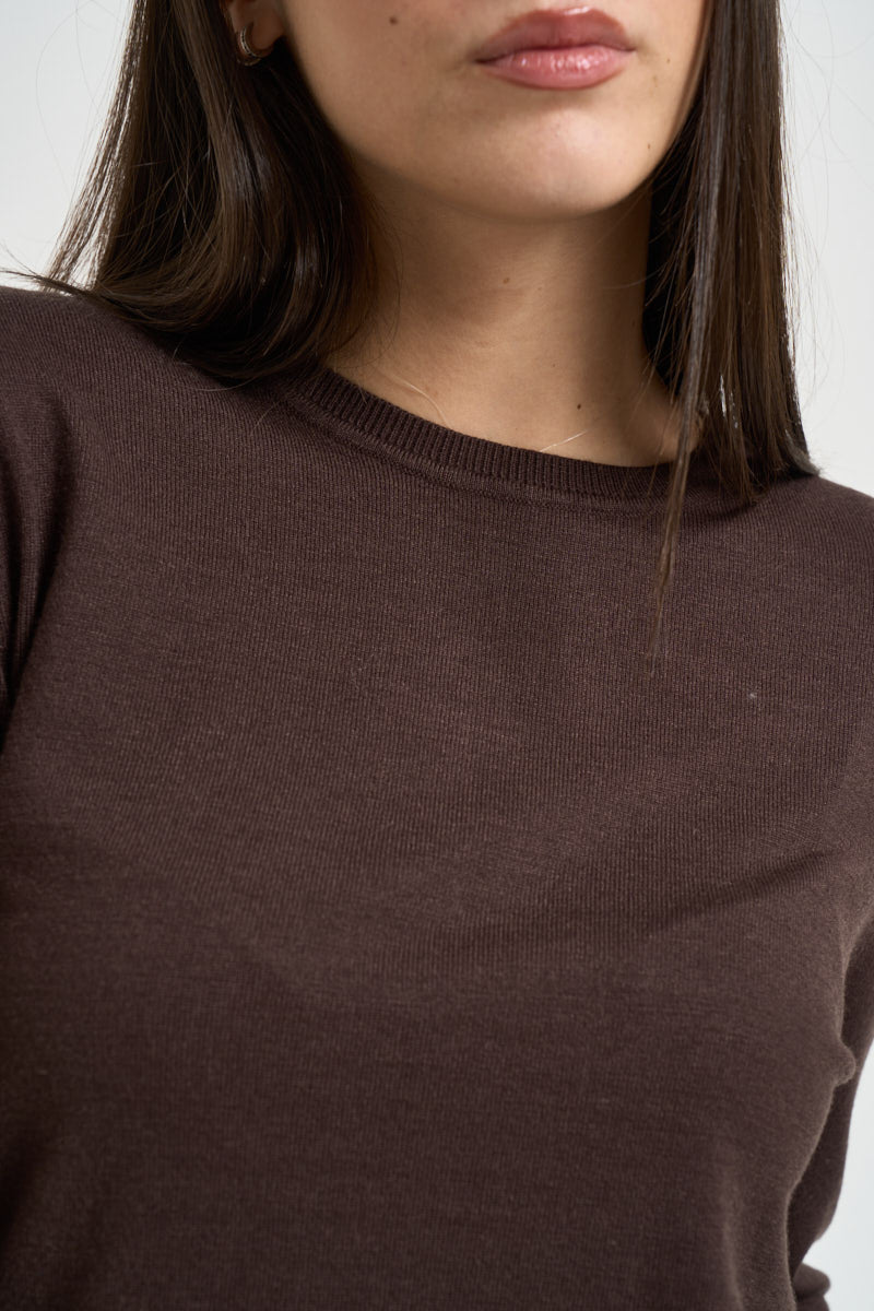 Maglia donna girocollo marrone DGF6900 MORO INCLOTH 